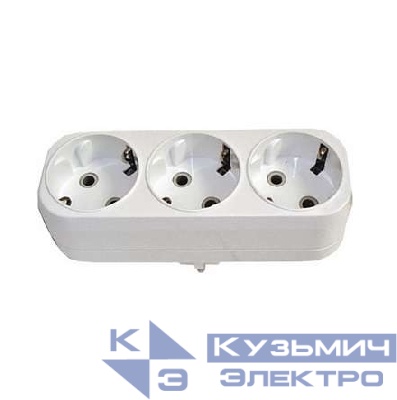 Разветвитель 3-м с заземл. 16А плоский UNIVersal А303