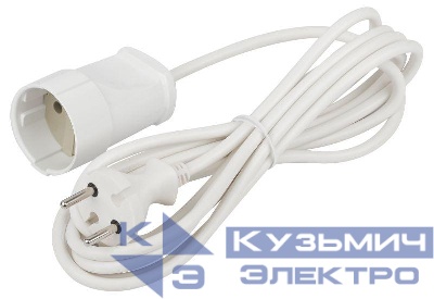 Удлинитель-шнур 1х3м без заземл. 6А IP20 UX(6)-1-3m ПВС 2х0.75 Эра Б0039819