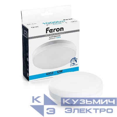 Лампа светодиодная LB-456 12Вт 6400К GX53 230В диммир. FERON 51066