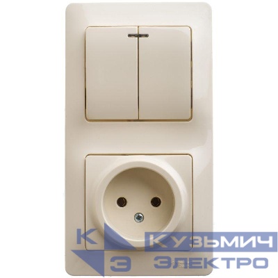 Блок комбинированный Glossa (розетка + 2-кл. выкл. с подсветкой) беж. SE GSL000273