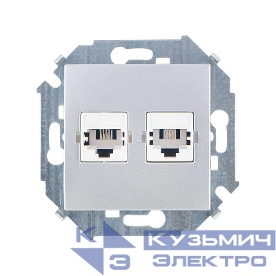Розетка телефонная 2-м Simon 15 RJ11 винтов. зажим механизм алюм. Simon 1591589-033