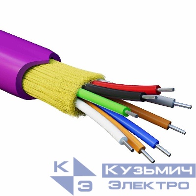 Кабель волоконно-оптический распределительный арамидные упрочняющие нити для внутренней прокладки нг(А)-HF 8 ОВ категория OM4(G.651.1) плотный буфер 0.4кН барабан 500м DKC RNDT4C8MG01-E