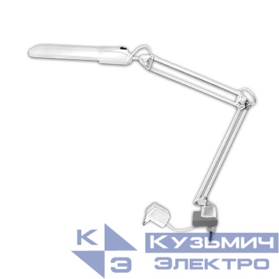 Светильник Дельта 1 настол. на струбцине с дросселем 11Вт с лампой КЛЛ G23 бел. Трансвит 127