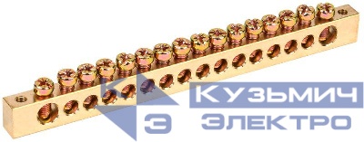 Шина PEN "земля-ноль" 8х12мм 16/2 (16групп/крепеж по краям) IEK YNN21-16-100