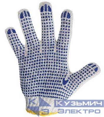 Перчатки х/б с покрытием ПВХ "Точка" 7.5 класс вязки 4 нити 63-65г 09-0212