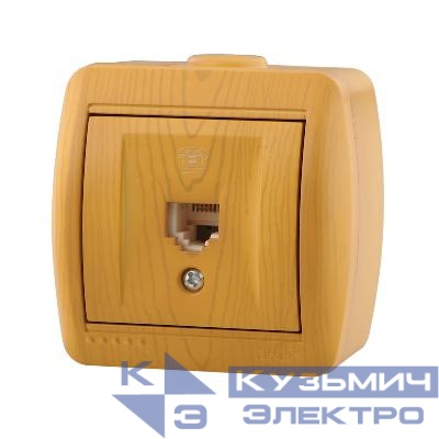 Розетка телефонная 1-м ОП Nata RJ11 ольха LEZARD 710-0700-137