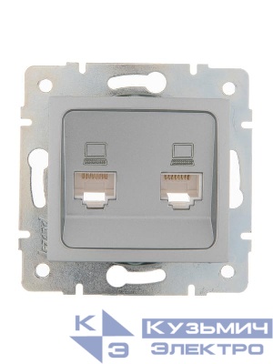 Розетка компьютерная 2-м СП Karina RJ45 механизм матов. серебр. LEZARD 707-4388-141
