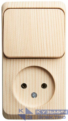 Блок ОП Этюд (1-м розетка без заземл. + 1-кл. выкл.) сосна SE BPA16-204D