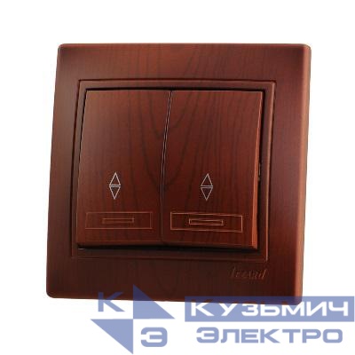 Переключатель проходной 2-кл. Mira вишня LEZARD 701-0601-106