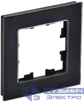 Рамка 1-м BRITE РУ-1-2-БрЧ стекло черн. IEK BR-M12-G-K02