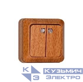 Выключатель 2-кл. ОП Олимп 10А IP20 с подсветкой (еврослот) бук UNIVersal 7946734