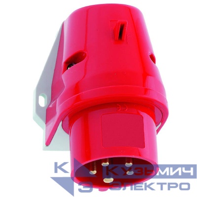 Вилка настенная 16А 5п 3P+N+PE 6ч 400В IP44 Bals 242001