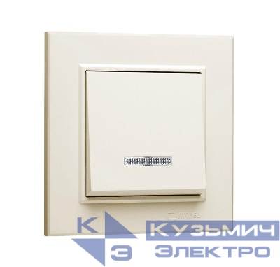 Выключатель 1-кл. СП Karea 10А IP20 с подсветкой крем. Makel 56010021