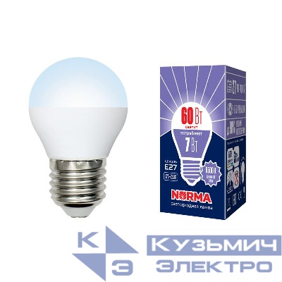 Лампа светодиодная LED-G45-7W/DW/E27/FR/NR Norma 7Вт матовая E27 (упак. картон) Volpe UL-00003821