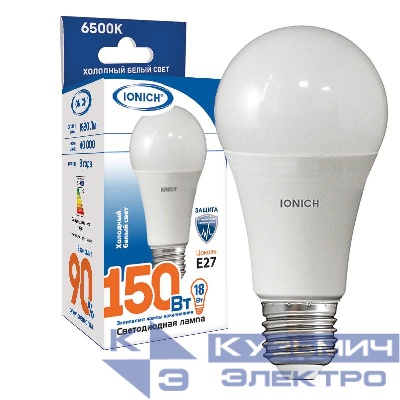 Лампа светодиодная ILED-SMD2835-A60-18-1500-220-6.5-E27 IONICH 1616