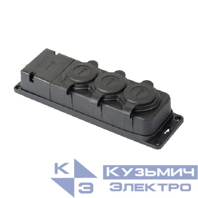 Колодка 3-м 16А IP44 2P+PE 230В с защ. крышками каучук PROxima EKF RPS-015-16-230-44-r