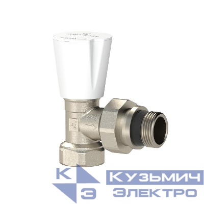 Вентиль для радиатора угловой с прокладкой латунь 1/2дюйм еврослот никель RTP 41409