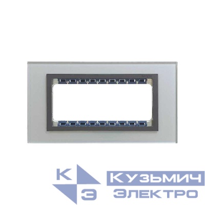 Рамка 5мод. Simon82 Centralizations узкая с суппортом серебро/алюм. стекло Simon 82857-35