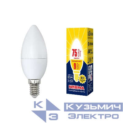 Лампа светодиодная LED-C37-9W/WW/E14/FR/NR Norma 9Вт матовая E14 (упак. картон) Volpe UL-00003804