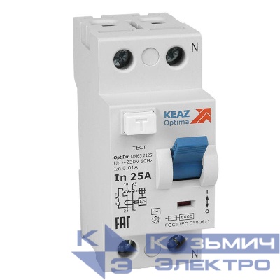 Выключатель дифференциального тока (УЗО) 2п 25А 30мА OptiDin DМ63-2225 AC УХЛ4 КЭАЗ 254166
