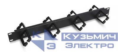 Органайзер кабельный горизонтальный 19дюйм 1U двухсторонний JB08-1U-45-BK 8 пластиковых колец под углом 45град. Cabeus 10632c