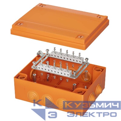 Коробка FS 240х190х90мм IP55 20п 450В 6А 4кв.мм с кабельными вводами и клеммниками пластик. DKC FSB412004