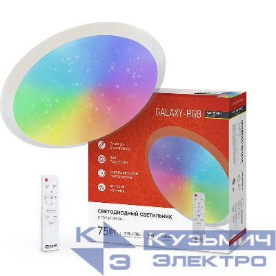 Светильник светодиодный COMFORT GALAXY-RGB 75Вт 3000-6500К 6000лм 230В 555х85мм с пультом ДУ IN HOME 4690612044613
