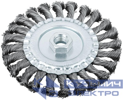 Корщетка-колесо гайка М14 стальная витая проволока 125мм FIT 39123