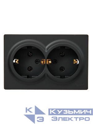 Розетка 2-м ОП LETO с заземл. закрытый корпус ПБТ черн. бархат LEZARD 752-4200-127B