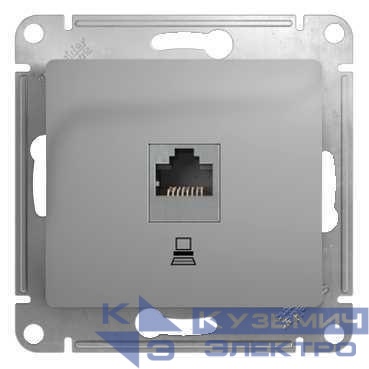 Розетка компьютерная 1-м СП Glossa RJ45 кат.5E механизм алюм. SE GSL000381K