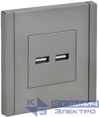 Розетка USB A+A 3.1А FORTE&PIANO FP549 сталь IEK FP-U21-D31-K46
