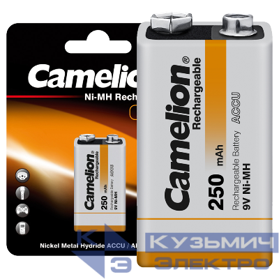 Аккумулятор "крона" 6F22 NI-MN 250мА.ч BP-1 металлик (блист.1шт) Camelion 5014