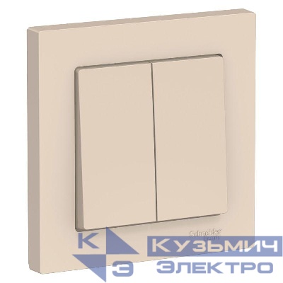 Выключатель 2-кл. СП AtlasDesign 10А IP20 (сх. 5) 10AX в сборе беж. SE ATN000252