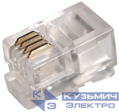 Джек телефонный 4P4C (уп.100шт) Rexant 05-1001