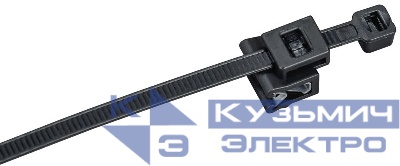 Хомут 4.8х200мм P6.6 с креплением на кромку черн. (уп.100шт) IEK UHH17-D048-200-100-K02 0