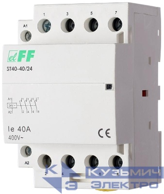 Контактор ST40-40/24 (4NO 6.4Вт 3 модуля монтаж на DIN-рейке 24В AC 40А IP20) F&F EA13.001.010
