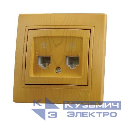 Розетка телефонная 2-м СП Mira RJ11 ольха LEZARD 701-0701-138