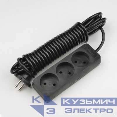 Удлинитель 3х3м без заземл. Standart S-CD3-3 Black черн. Uniel UL-00003604
