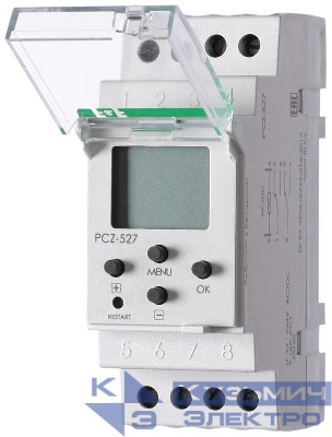 Реле времени астрономическое PCZ-527 2х16А 24-264В AC/DC 2 переключ. контакта IP20 2 канала монтаж на DIN-рейке F&F EA02.002.006