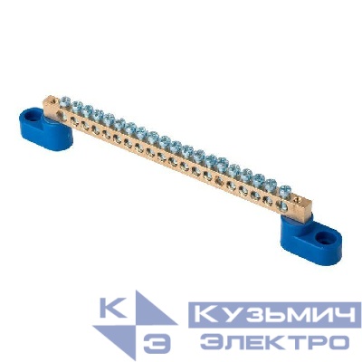 Шина нулевая N 6х9 20 отвер. латунь 2 син. угловых изолятора PROxima EKF sn0-2-63-20