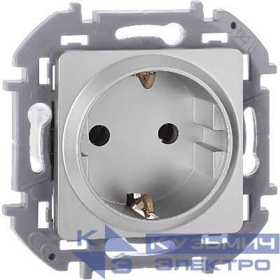 Розетка 1-м СП Inspiria 16А IP20 250В 2P+E немецк. стандарт механизм алюм. IEK 673722
