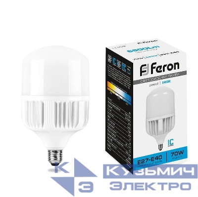 Лампа светодиодная LB-65 70Вт T120 6400К E27-E40 230В FERON 25783