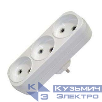 Разветвитель 3-м без заземл. 10А плоский UNIVersal А203