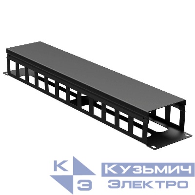 Органайзер кабельный 19дюйм с крышкой и отверстиями 2U глубина 60 мм RAL9005 DKC R5CPF1962HEB