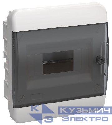 Корпус ЩРВ-П-8 TEKFOR IP41 черн. прозр. дверь пластик. IEK TF5-KP12-V-08-41-K01-K03