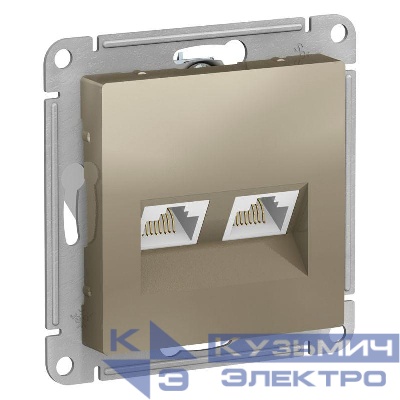 Розетка компьютерная 2-м AtlasDesign RJ45 кат.5E механизм шампань SE ATN000585