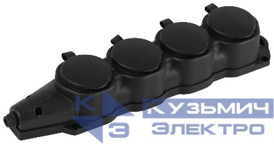 Колодка 4-м с заземл. 16A IP44 KX-4e-B-IP44 каучук. черн. Эра Б0068394