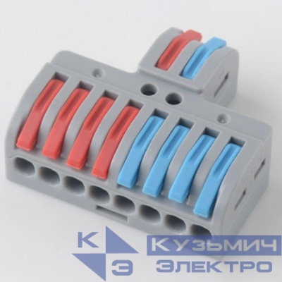 Клемма СМК 3х4 проходная разветвительная 3 полюса с монтажной площадкой (1 ввод 4 вывода на полюс) Rexant 07-5231