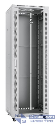Шкаф монтажный телекоммуникационный напольный SH-05C-37U60/60 19дюйм для распред. и серверн. оборудования 37U 600х600х1833мм передн. стеклян. и задн. сплошн. метал. двери ручка с замком сер. (RAL 7035) Cabeus 7640c