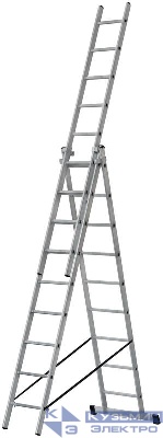Лестница трехсекционная 3х9 H=257/426/591см 11.18кг алюм. FIT 65434